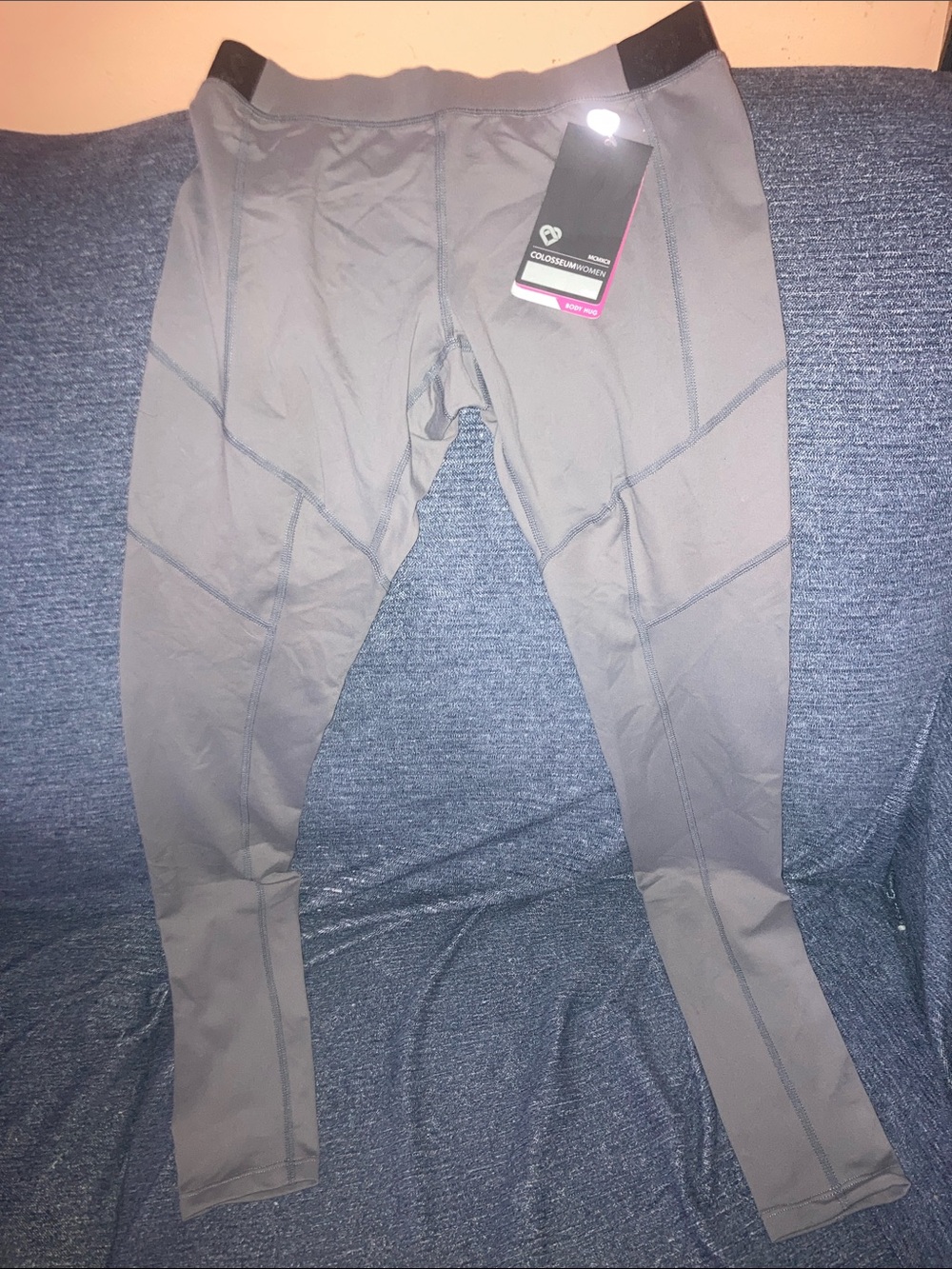 Colosseum Women Body Hug Leggings — Gray with Pink Accent
